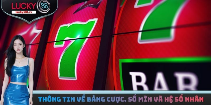 Thông tin về bảng cược, số mìn và hệ số nhân